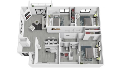 A detailed floor plan of a two-story residential apartment.